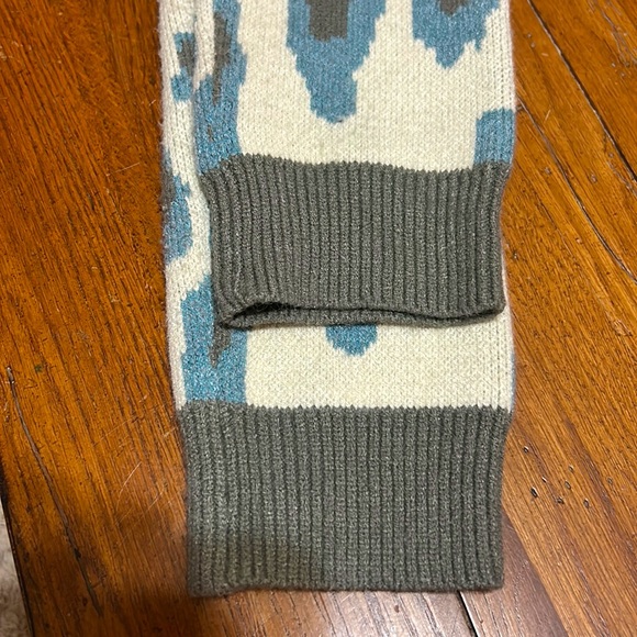 MYSTREE Leopard Print CARDIGAN Button-Up Cream, Gray & Blue Size SMALL - Picture 6 of 10